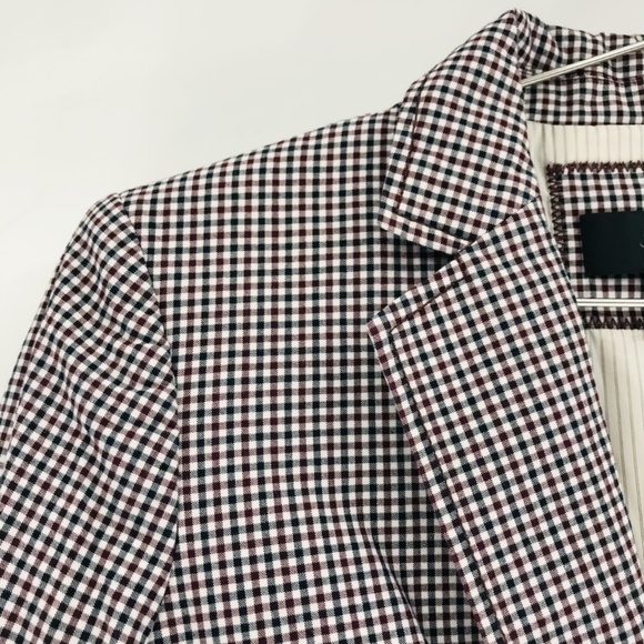 J Crew Women's Rhodes Blazer in Micro Gingham Red Navy Size 2 - Picture 2 of 10
